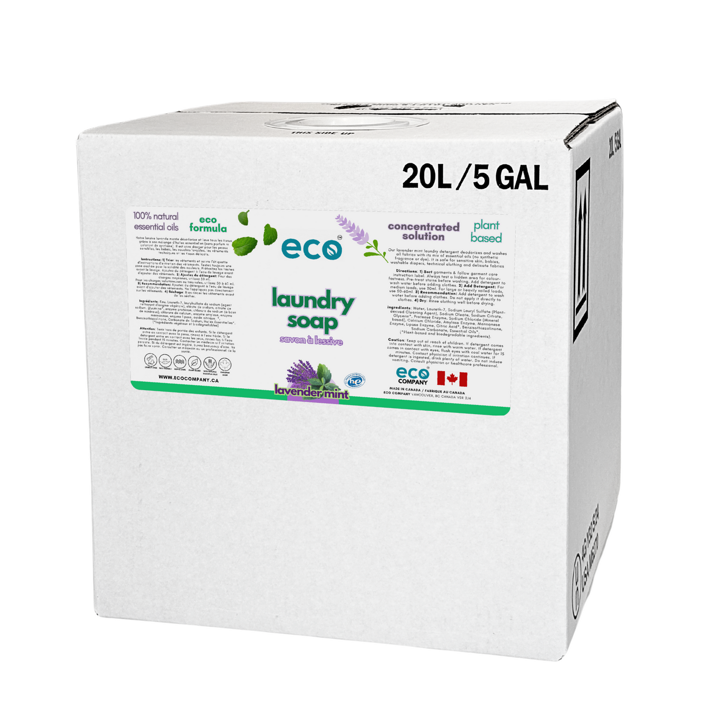 Refill box of Eco Laundry Soap - Lavender Mint.