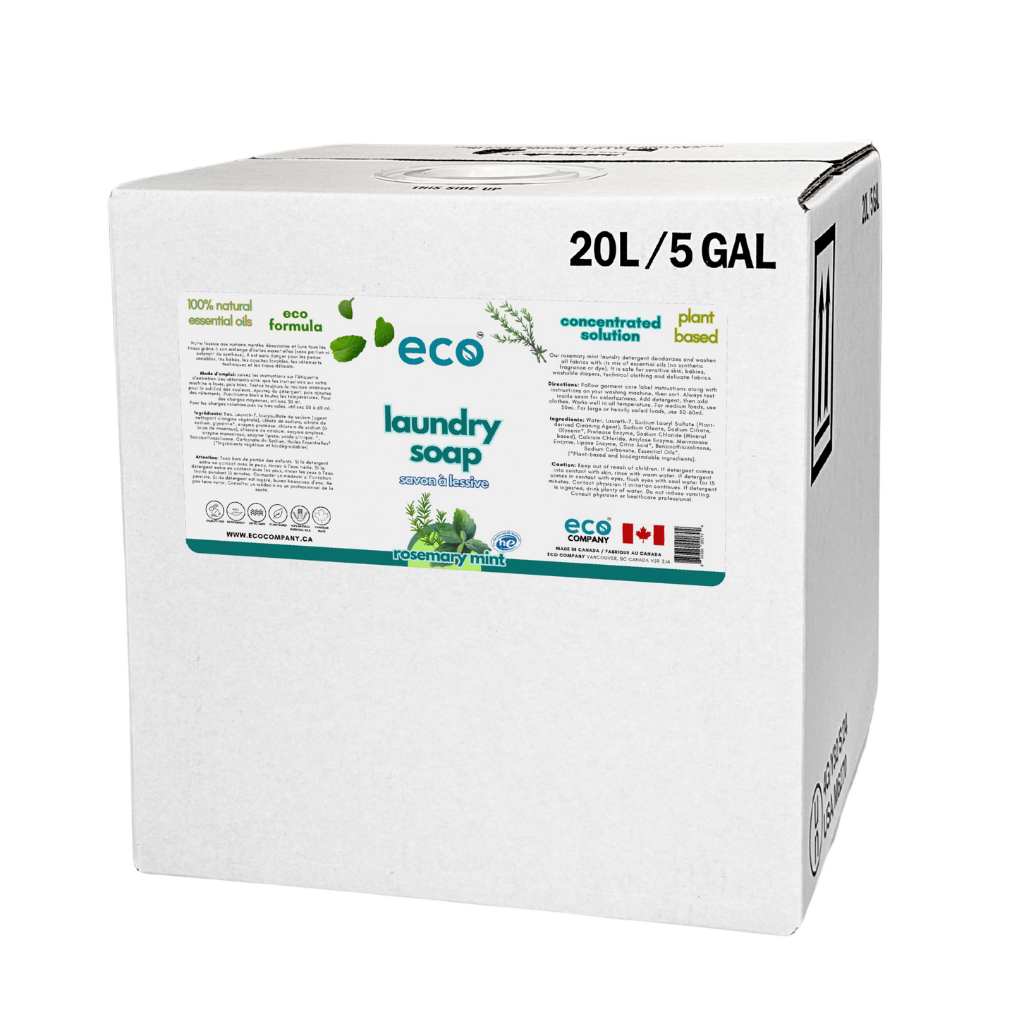 Refill box of Eco Laundry Soap - Rosemary Mint.