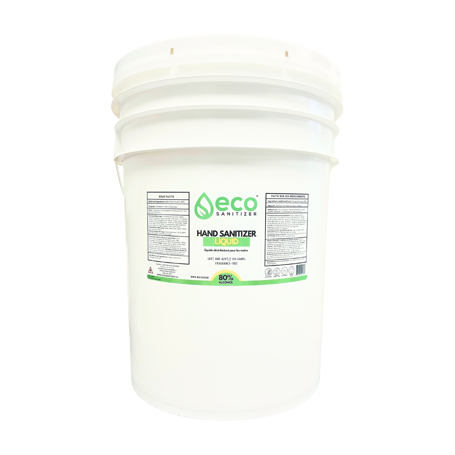 Canada wholesale bulk hand sanitizer liquid in a 20 liter pail, perfect for sanitizer refills and as a sanitizer spray.