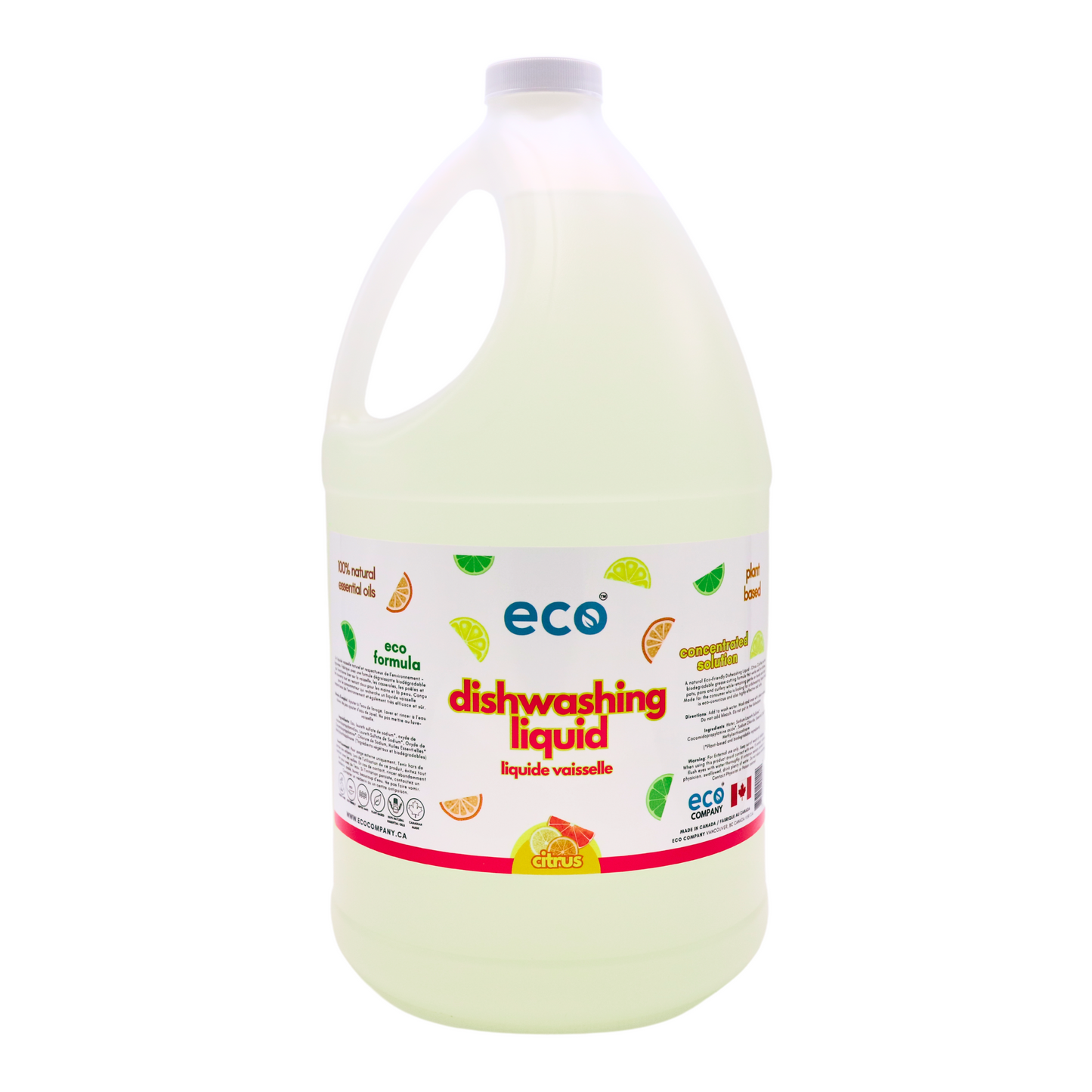 Eco-friendly dish soap citrus in a 4 liter jug for wholesale, perfect for customers to bulk up on dish soap and refill their own bottles.