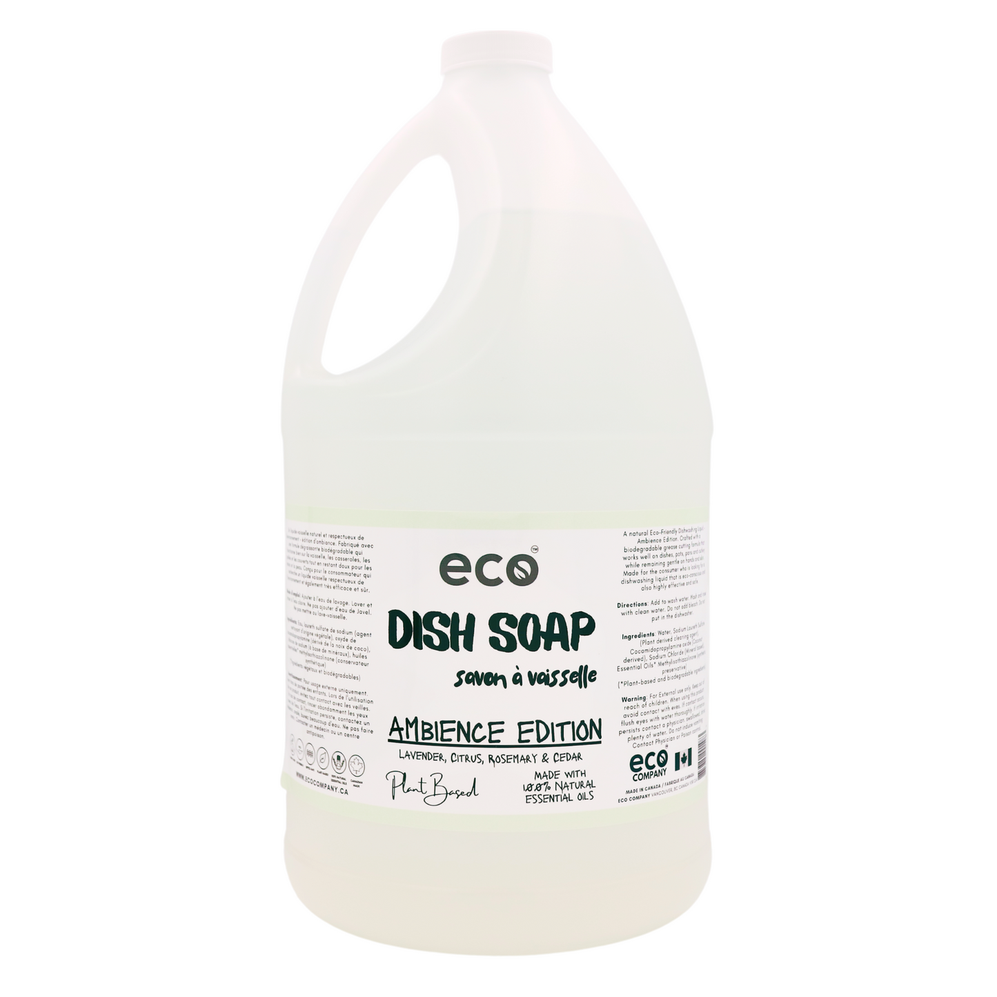 Eco-friendly dish soap in a 4 liter jug for wholesale, perfect for customers to bulk up on dish soap and refill their own bottles.