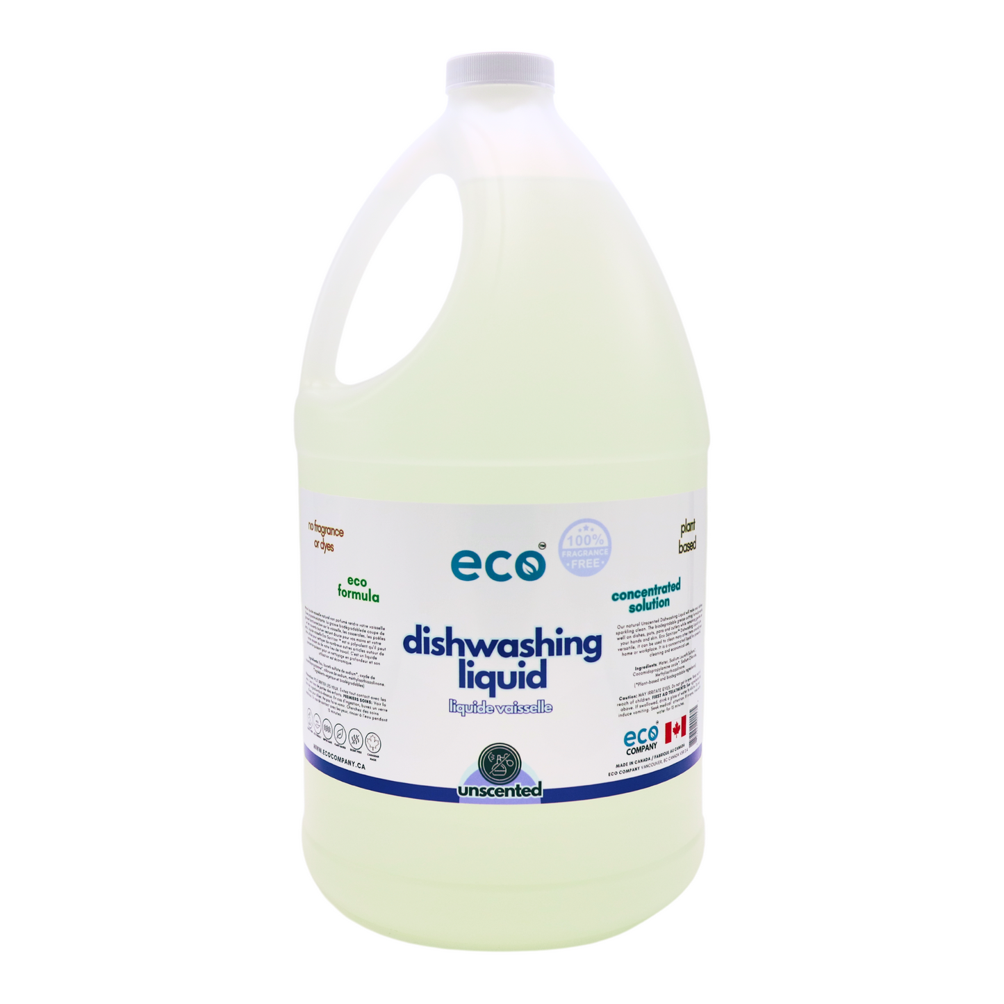 Eco-friendly dishwashing liquid unscented in a 4 liter jug for wholesale, perfect for customers to bulk up on dish soap and refill their own bottles.