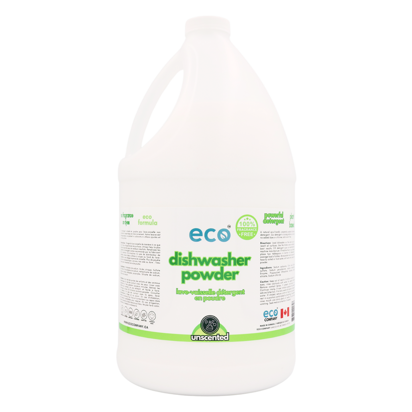 Eco-friendly dishwasher powder detergent unscented in a 4 liter jug for wholesale, perfect for customers to bulk up on dishwasher powder.