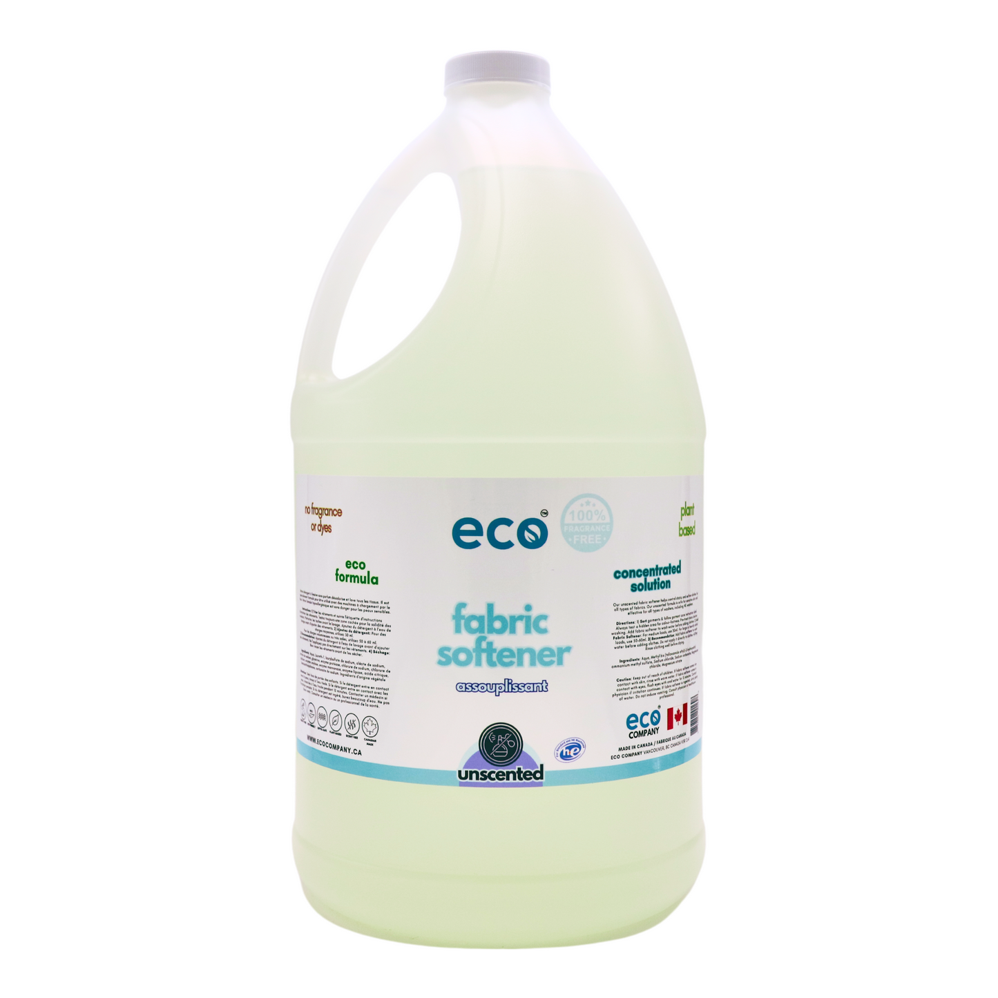 Eco-friendly fabric softener unscented in a 4 liter jug for wholesale, perfect for customers to bulk up on fabric softener.