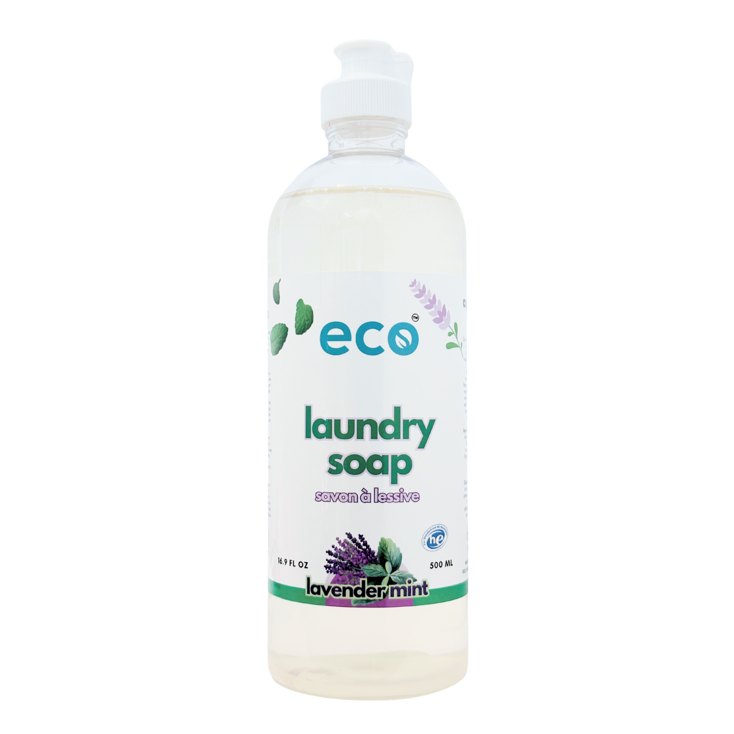 Eco Company laundry detergent lavender mint in a 500ml ready-to-use bottle for wholesale, ideal for eco-friendly retailers.