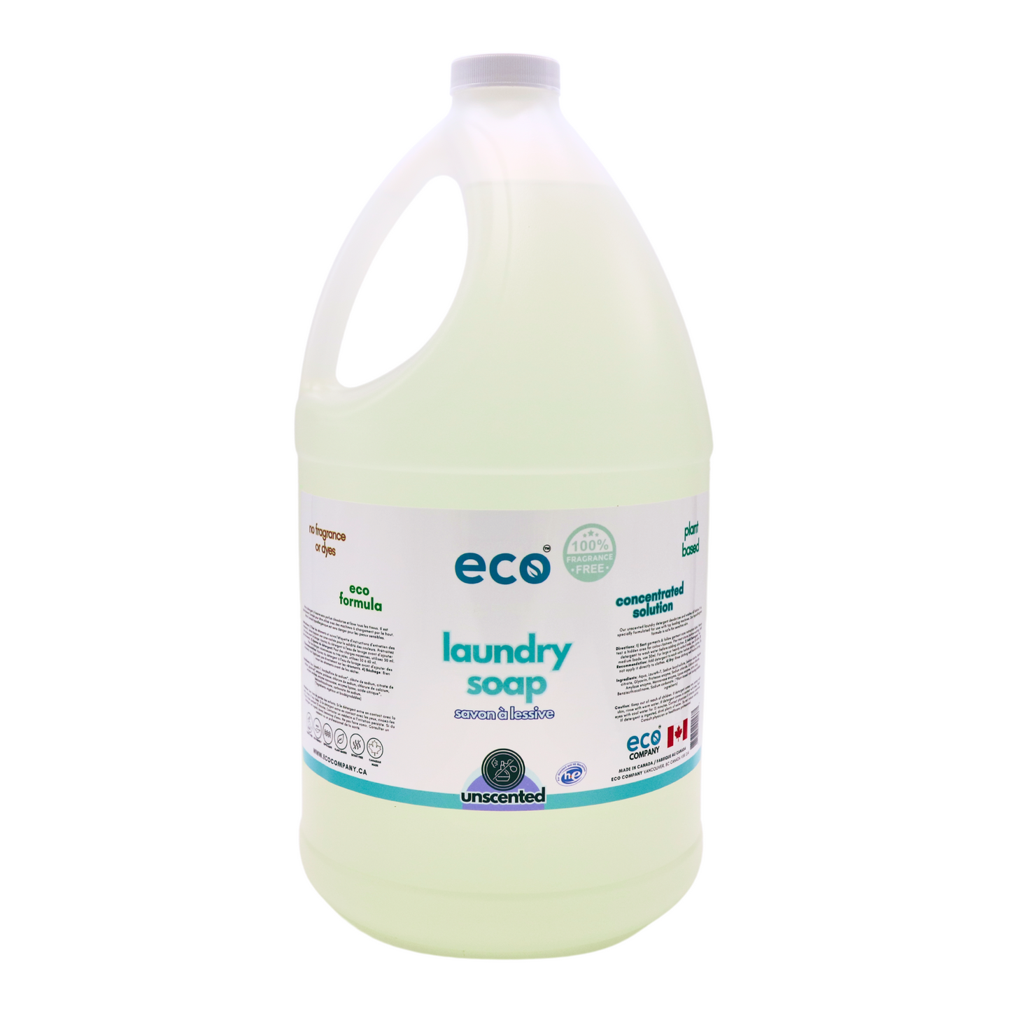 Eco-friendly laundry soap unscented in a 4 liter jug for wholesale, perfect for families to bulk up on laundry soap.