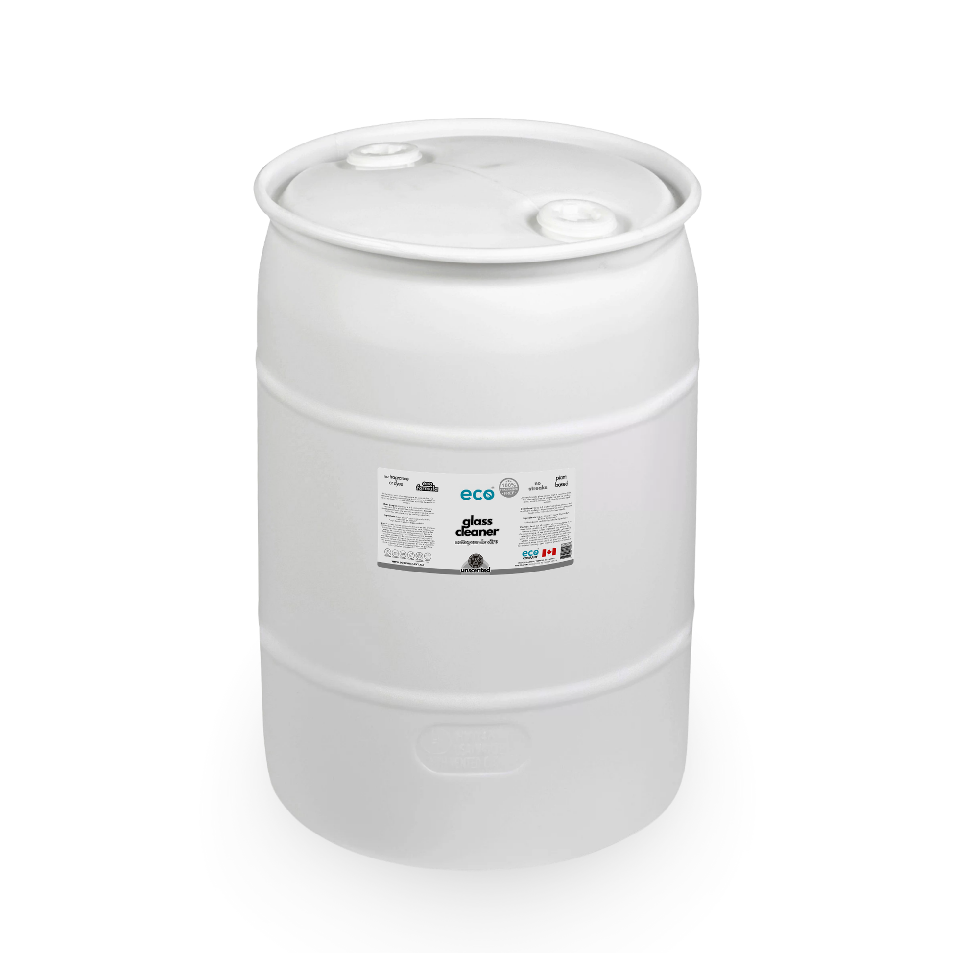 100L / 30G drum of eco glass cleaner unscented, bulk size available for wholesale, perfect for zero-waste stores, eco-friendly retailers, plastic-free shops, and bulk refill stores.
