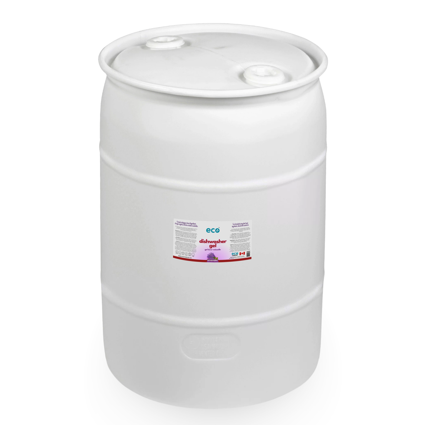 Eco Company's bulk 200 Litre / 55 Gallon barrel of lavender scented dishwasher gel, great for refill stores. 