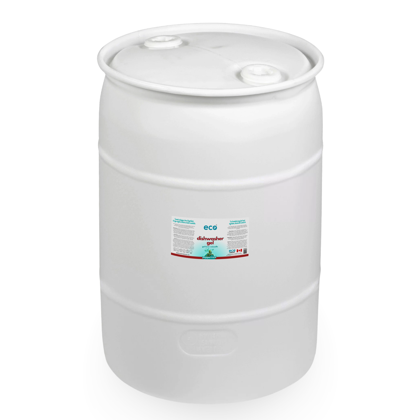 Eco Company's bulk 200 Litre / 55 Gallon barrel of peppermint scented dishwasher gel, great for refill stores. 