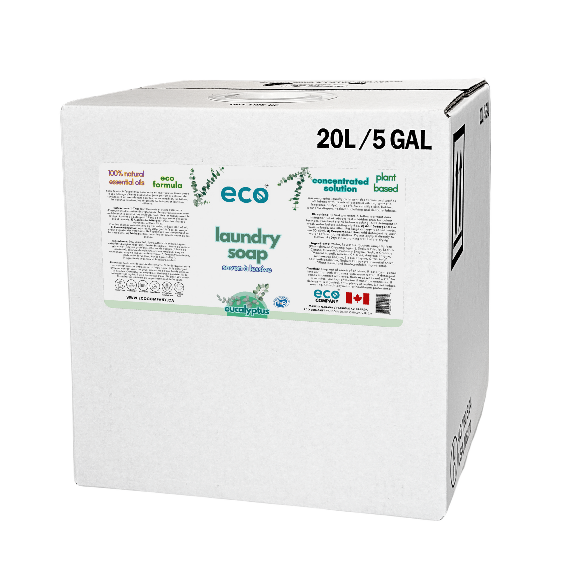 Refill box of Eco Laundry Soap - Eucalyptus.