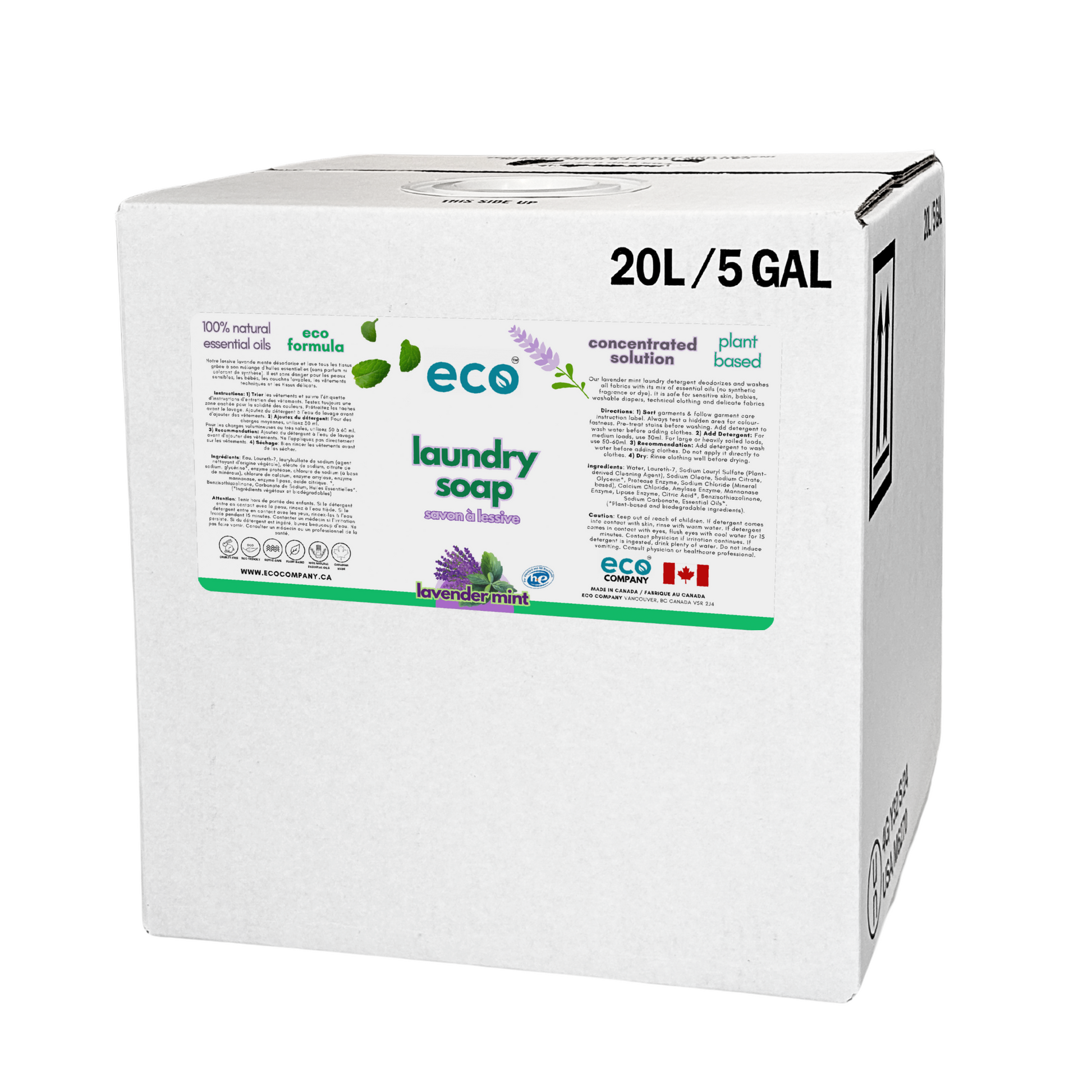 Refill box of Eco Laundry Soap - Lavender Mint.