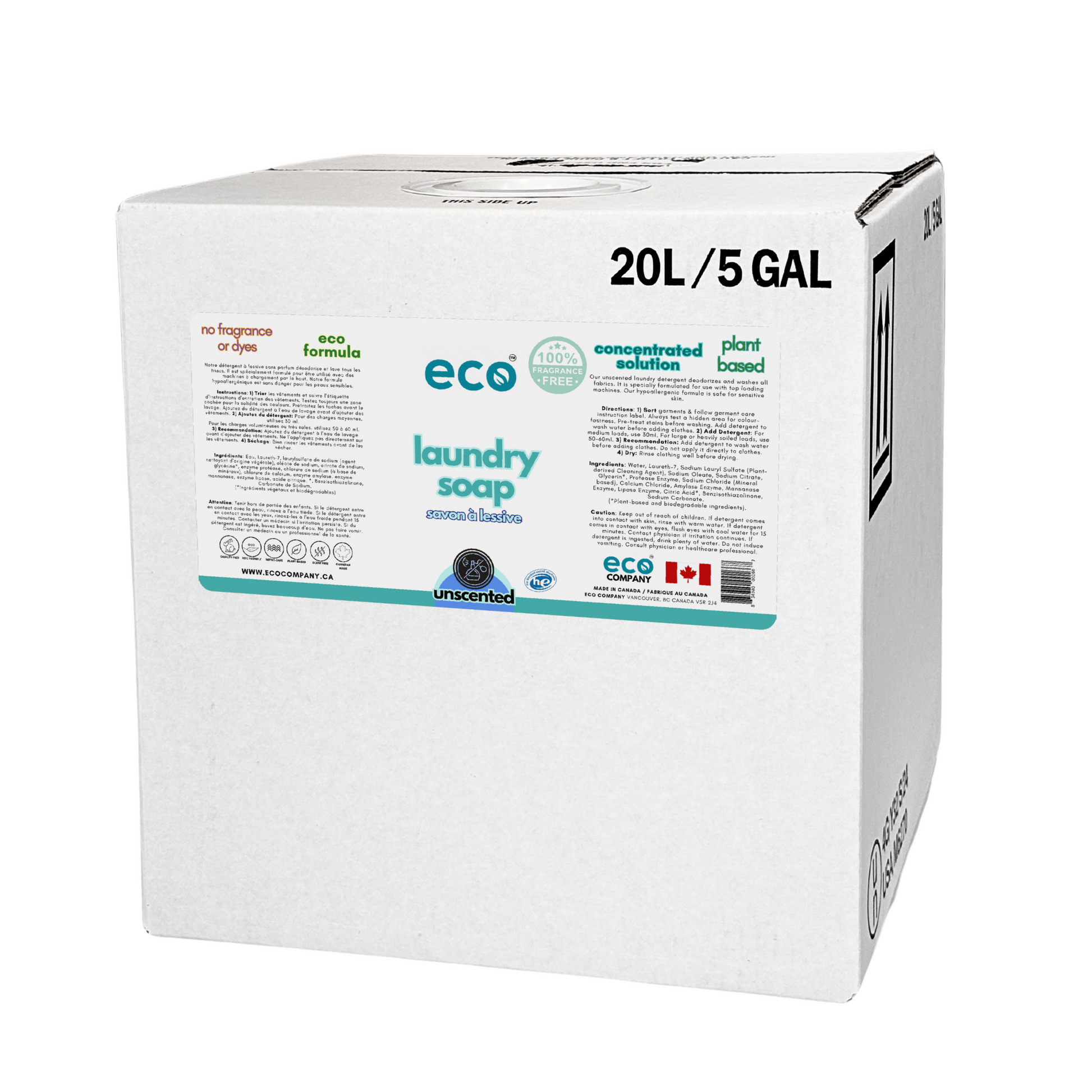 Refill box of Eco Laundry Soap - Unscented.
