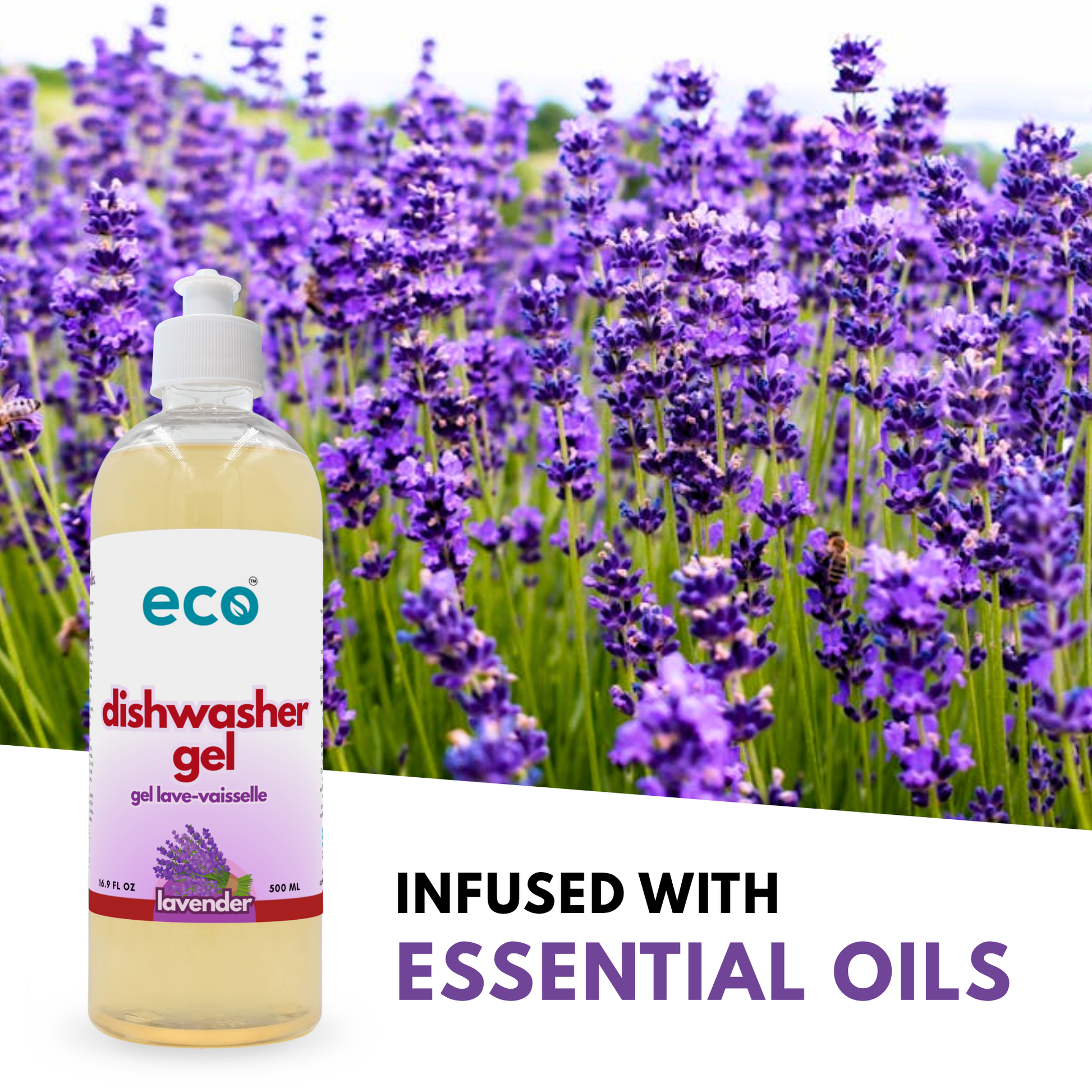 Eco Company's plant-based dishwasher gel is scented with essential oils.