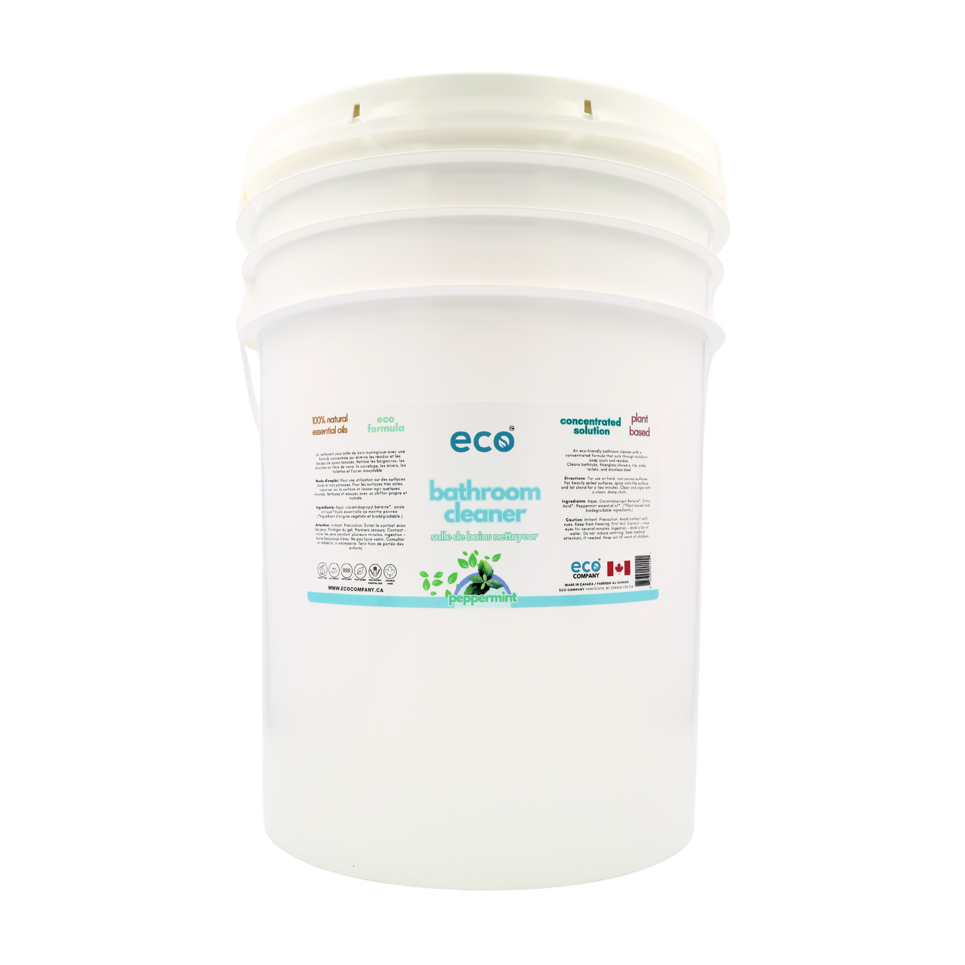 Eco bathroom cleaner in a 20 liter pail for wholesale, ideal for soap refilleries, zero waste stores, and refill stores.