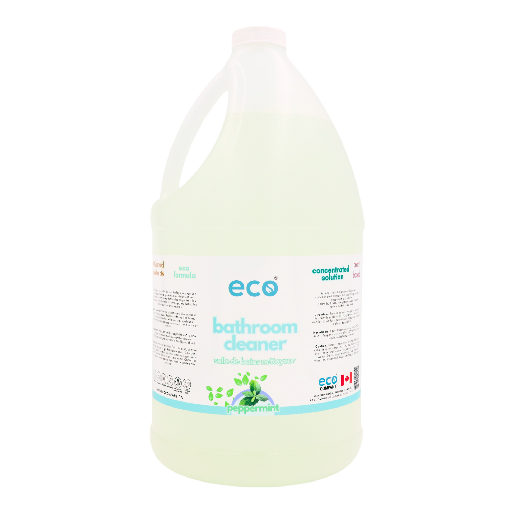 Eco-friendly bathroom cleaner in a 4 liter jug for wholesale, perfect for customers to stock up on bathroom cleaner and refill their own bottles. 