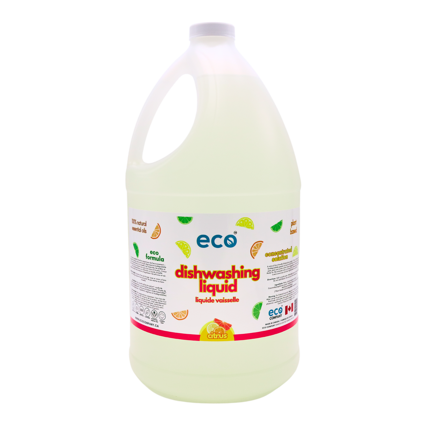 Eco-friendly dish soap citrus in a 4 liter jug for wholesale, perfect for customers to bulk up on dish soap and refill their own bottles. 