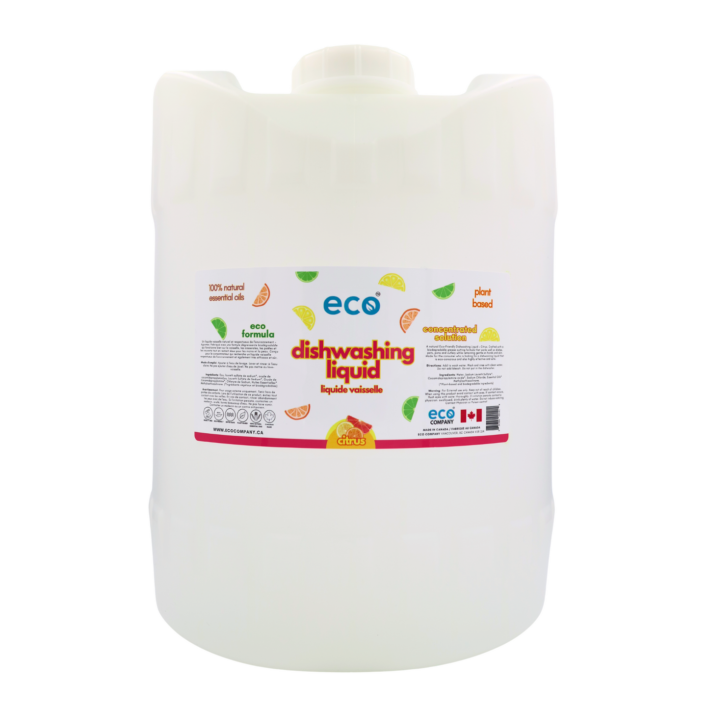 Eco-friendly dish soap citrus in a 5 gallon carboy for wholesale, ideal for soap refilleries, zero waste shops, and refill shops.