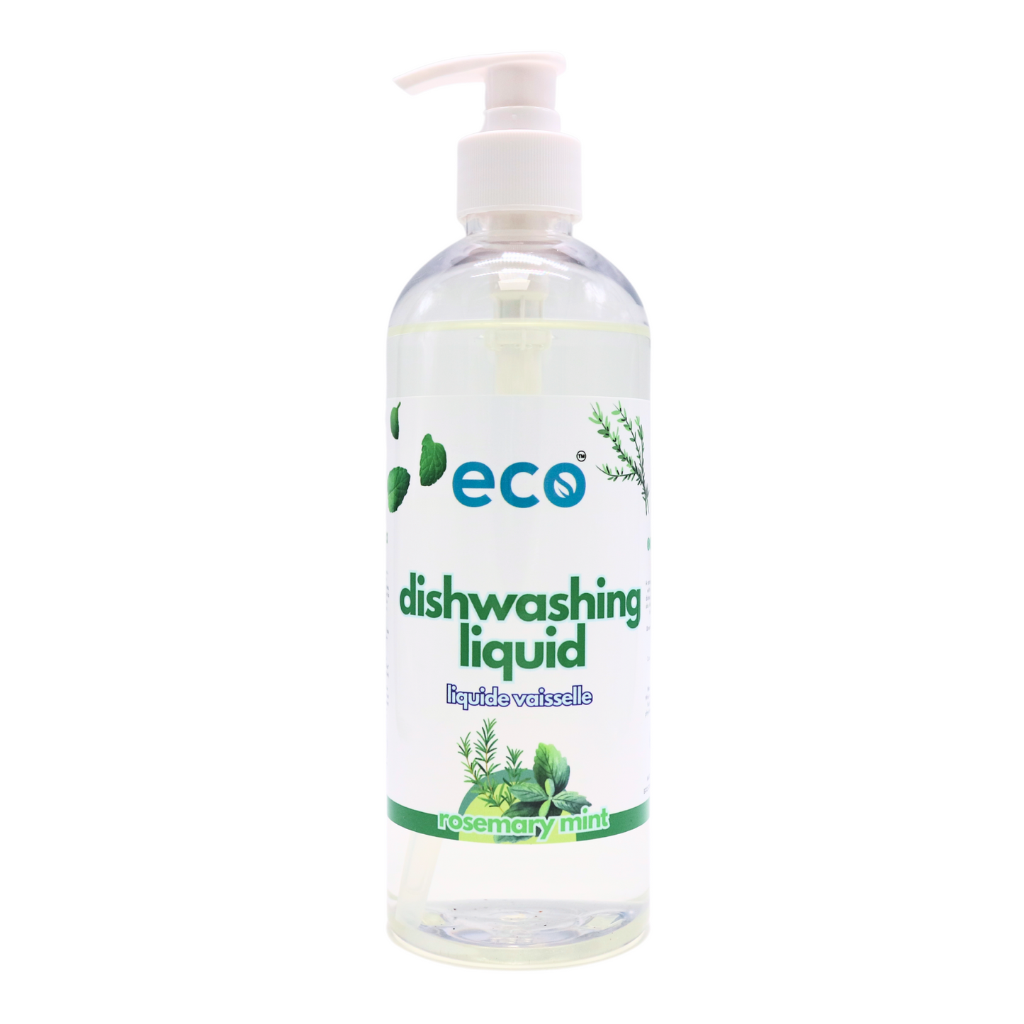 Eco dish soap rosemary mint in a 500ml ready-to-use bottle for wholesale, ideal for eco-friendly retailers.