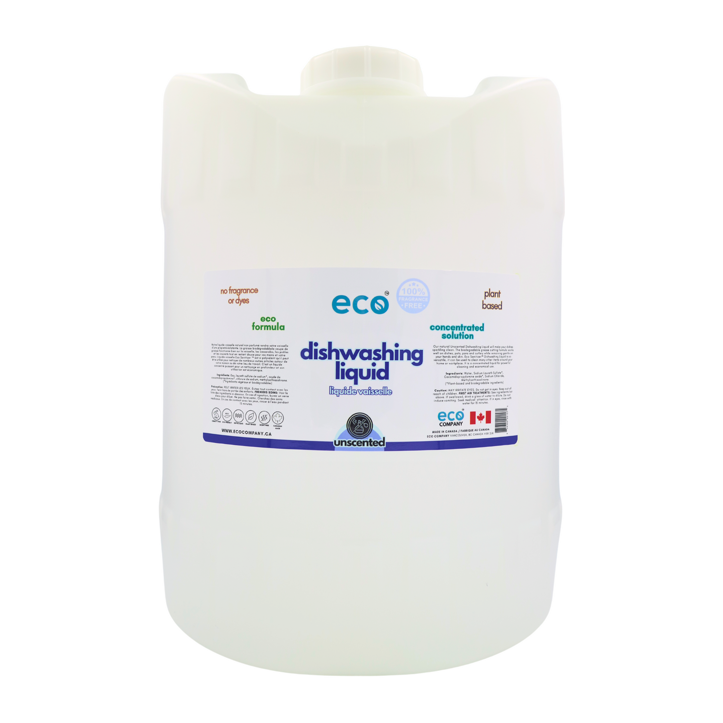 Eco-friendly dish soap unscented in a 5 gallon carboy for wholesale, ideal for soap refilleries, zero waste shops, and refill shops.