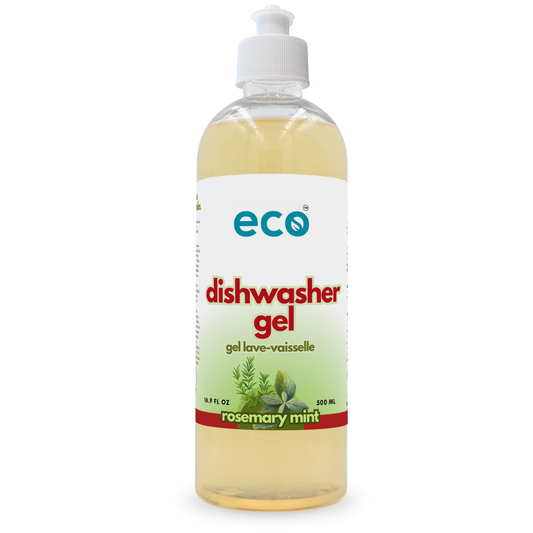 Eco dishwasher gel rosemary mint-scented in a 500ml ready-to-use bottle for wholesale, ideal for eco-friendly retailers.