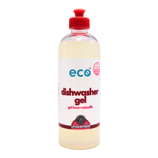 Eco dishwasher gel in a 500ml ready-to-use bottle for wholesale, ideal for eco-friendly retailers.