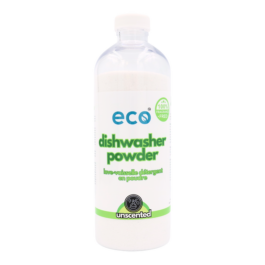 Eco dishwasher powder detergent unscented in a 500ml ready-to-use bottle for wholesale, ideal for eco-friendly retailers.