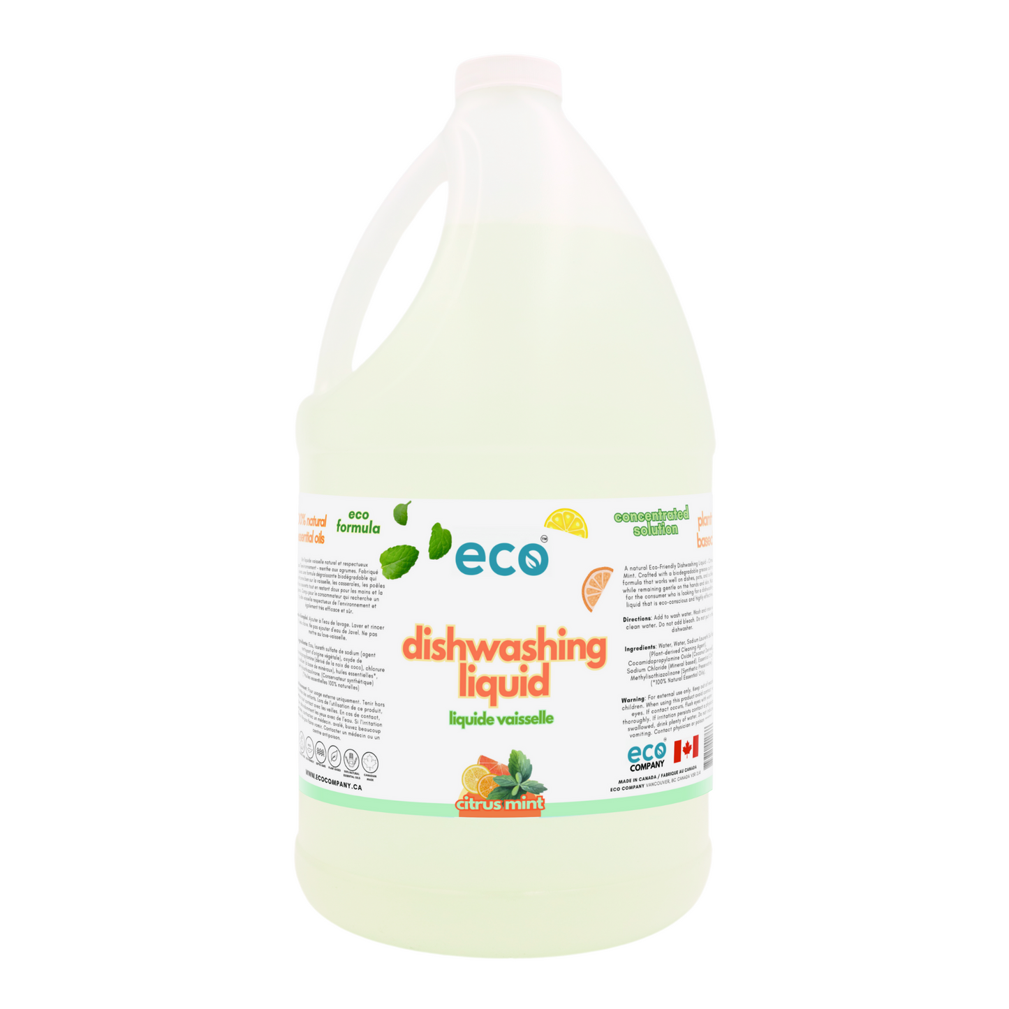 Eco-friendly citrus mint hand soap in a 4-liter jug for wholesale, ideal for customers to bulk up on hand soap and refill their own bottles