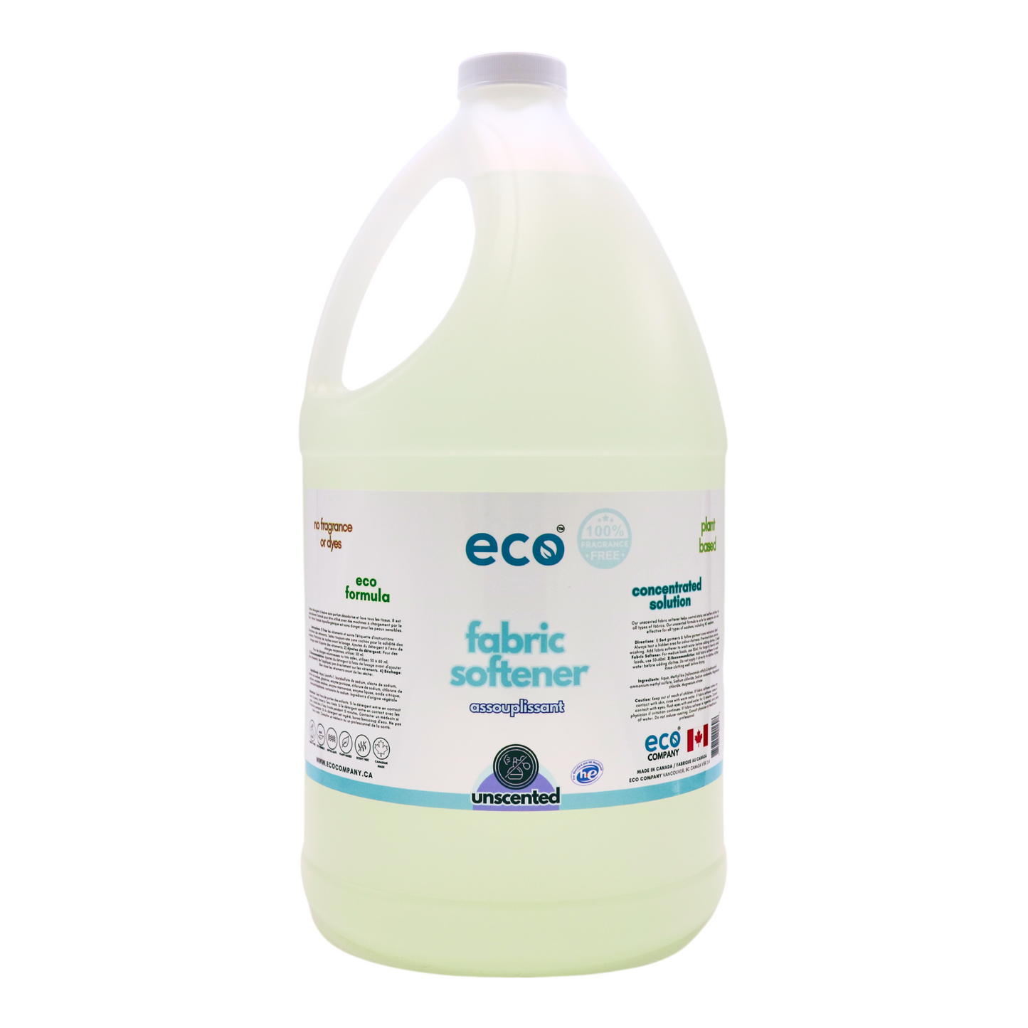 Eco-friendly fabric softener unscented in a 4 liter jug for wholesale, perfect for customers to bulk up on fabric softener. 