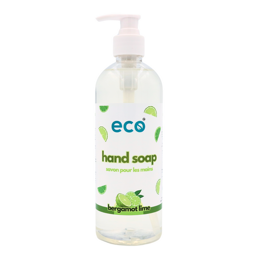 Eco hand soap bergamot lime in a 500ml ready-to-use bottle for wholesale, ideal for eco-friendly retailers.