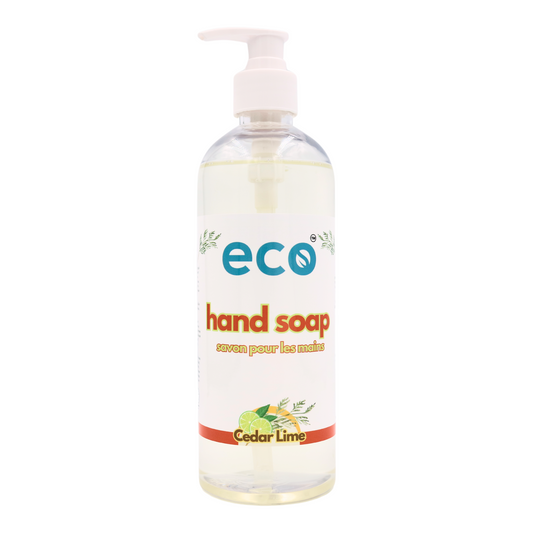 Eco hand soap cedar lime in a 500ml ready-to-use bottle for wholesale, ideal for eco-friendly retailers.