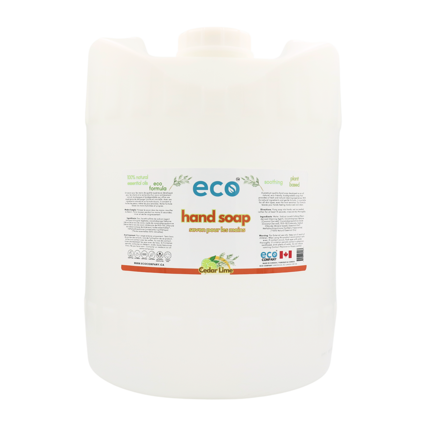 Eco-friendly hand soap cedar lime in a 5 gallon carboy for wholesale, ideal for soap refilleries, zero waste shops, and refill shops.