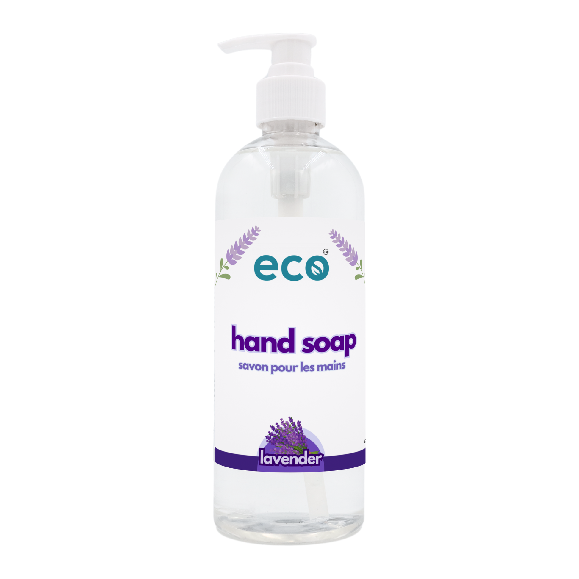 Eco hand soap lavender in a 500ml ready-to-use bottle for wholesale, ideal for eco-friendly retailers.