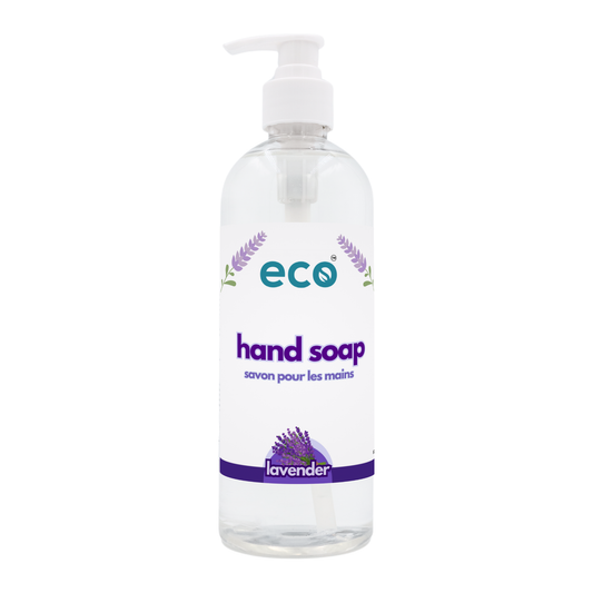Eco hand soap lavender in a 500ml ready-to-use bottle for wholesale, ideal for eco-friendly retailers.