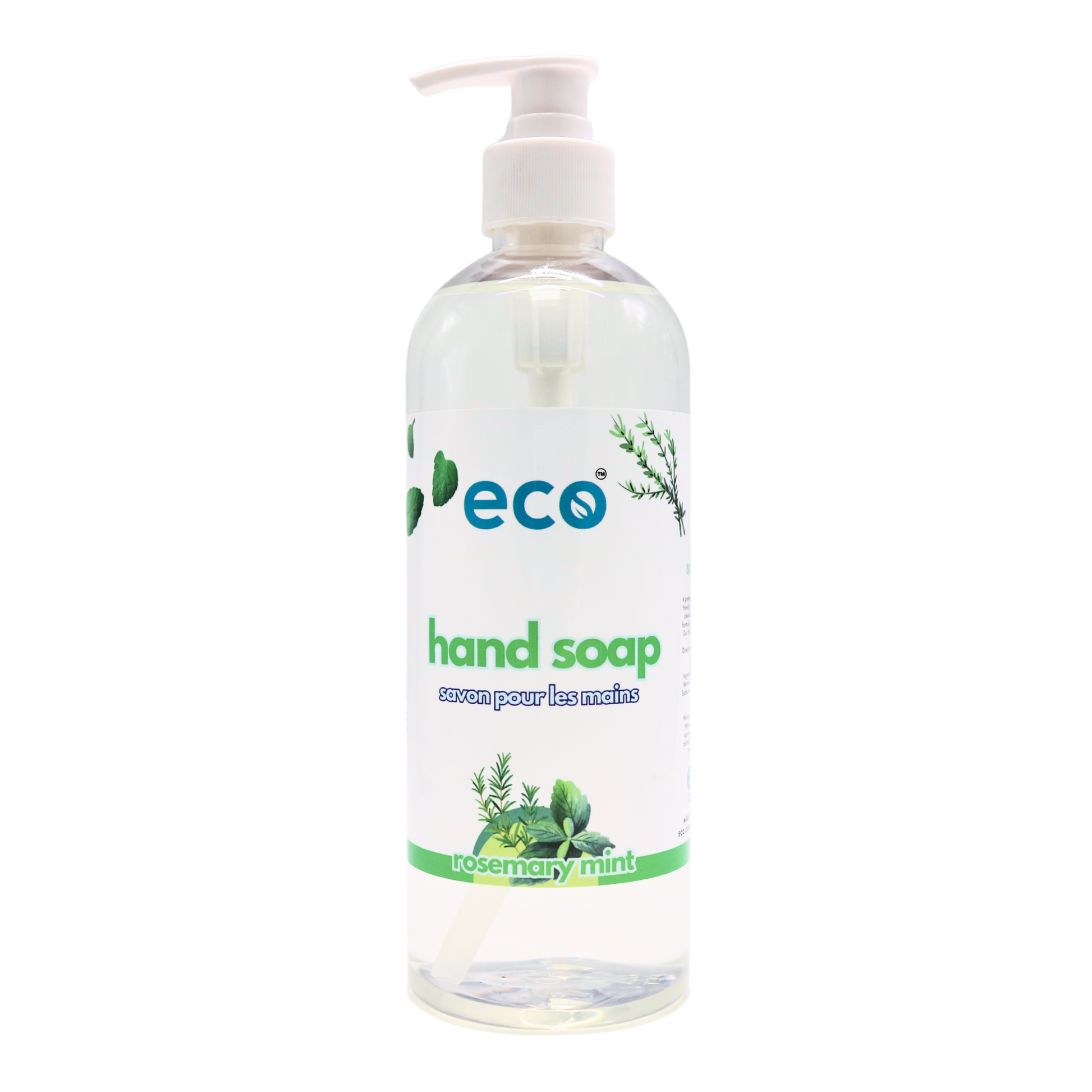 Eco hand soap rosemary mint in a 500ml ready-to-use bottle for wholesale, ideal for eco-friendly retailers.