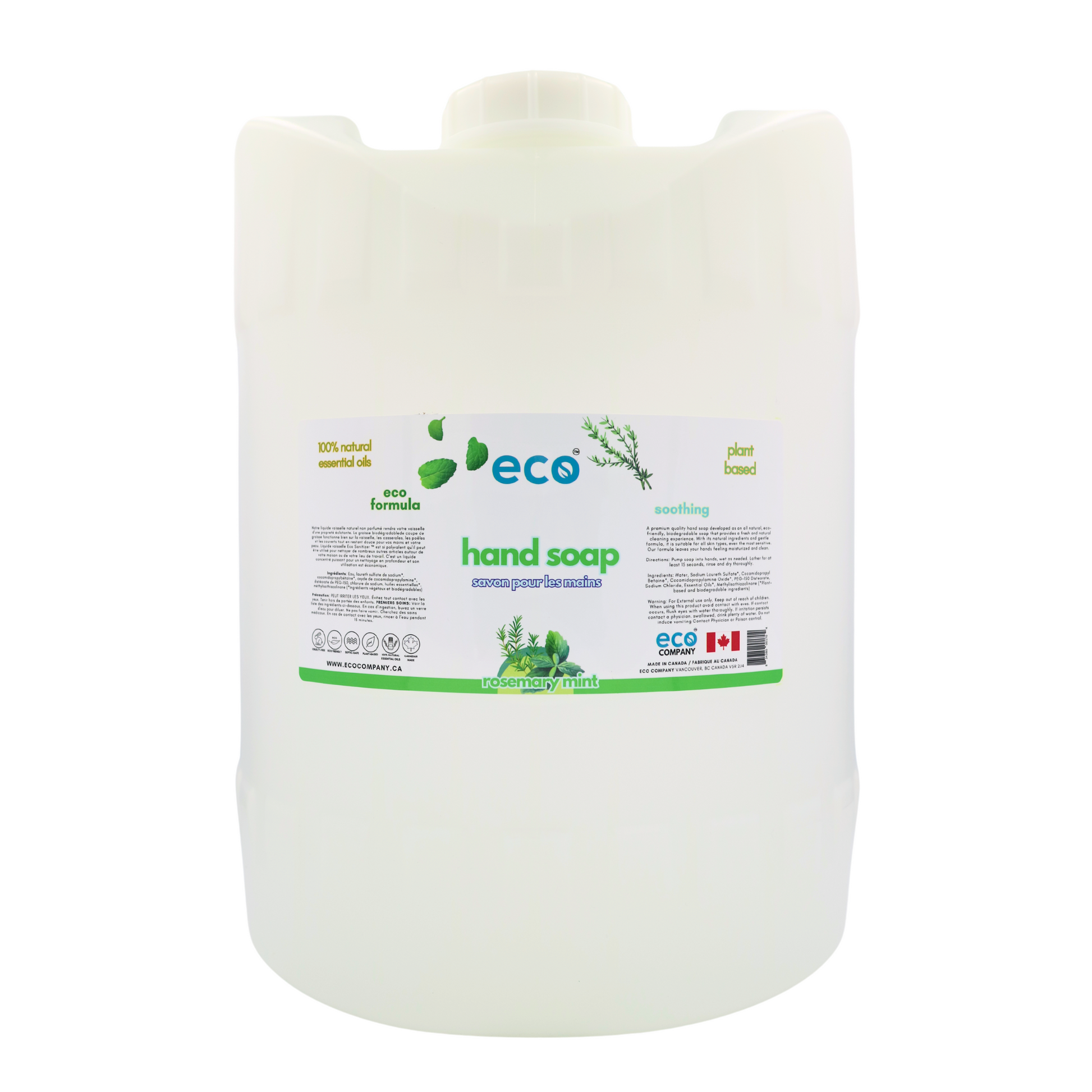 Eco-friendly hand soap rosemary mint in a 5 gallon carboy for wholesale, ideal for soap refilleries, zero waste shops, and refill shops.