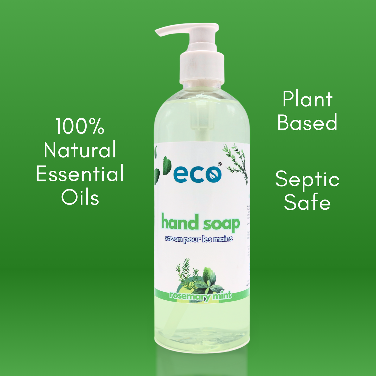 This eco friendly hand soap in rosemary mint is scented with 100% natural essential oils, is septic safe, and has a plant-based formula.