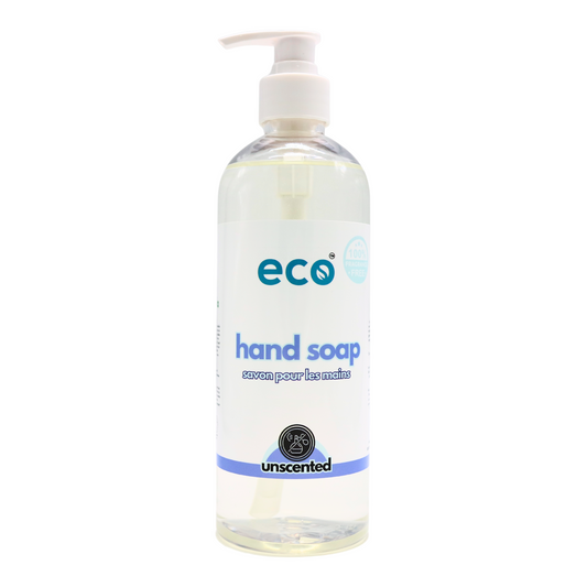 Eco hand soap unscented in a 500ml ready-to-use bottle for wholesale, ideal for eco-friendly retailers.