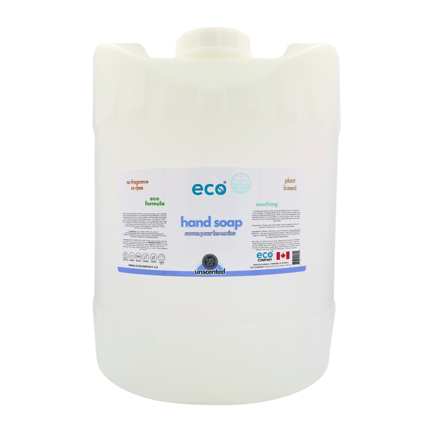 Eco-friendly hand soap unscented in a 5 gallon carboy for wholesale, ideal for soap refilleries, zero waste shops, and refill shops.