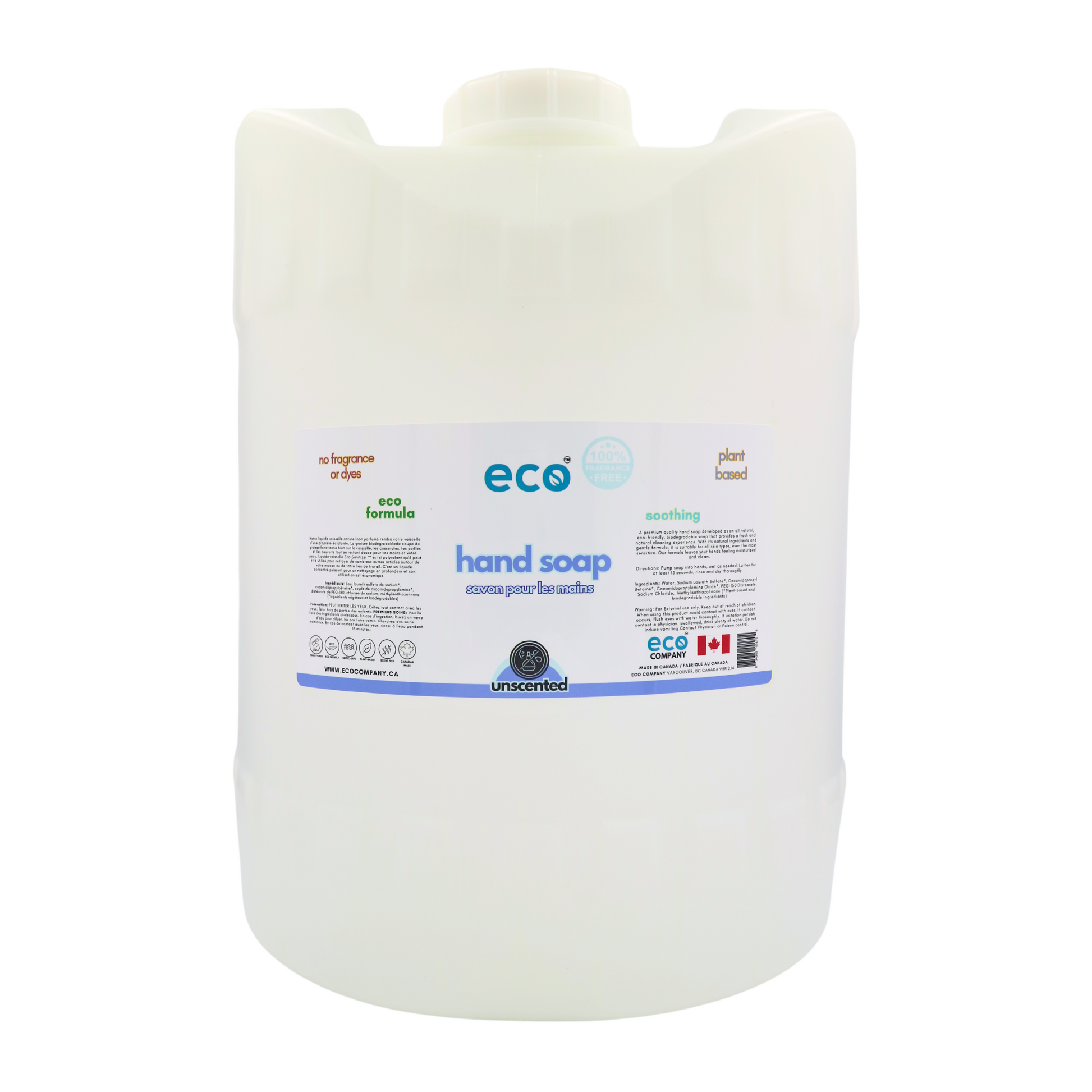 Eco-friendly hand soap unscented in a 5 gallon carboy for wholesale, ideal for soap refilleries, zero waste shops, and refill shops.