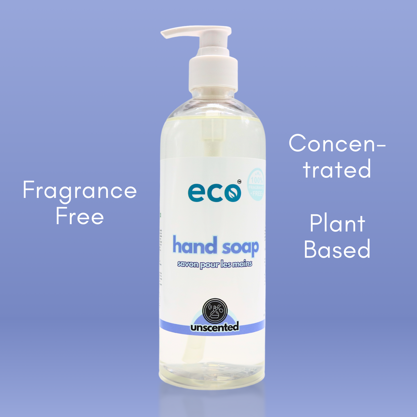 This eco friendly hand soap is fragrance-free, has a concentrated formula, and is plant-based.