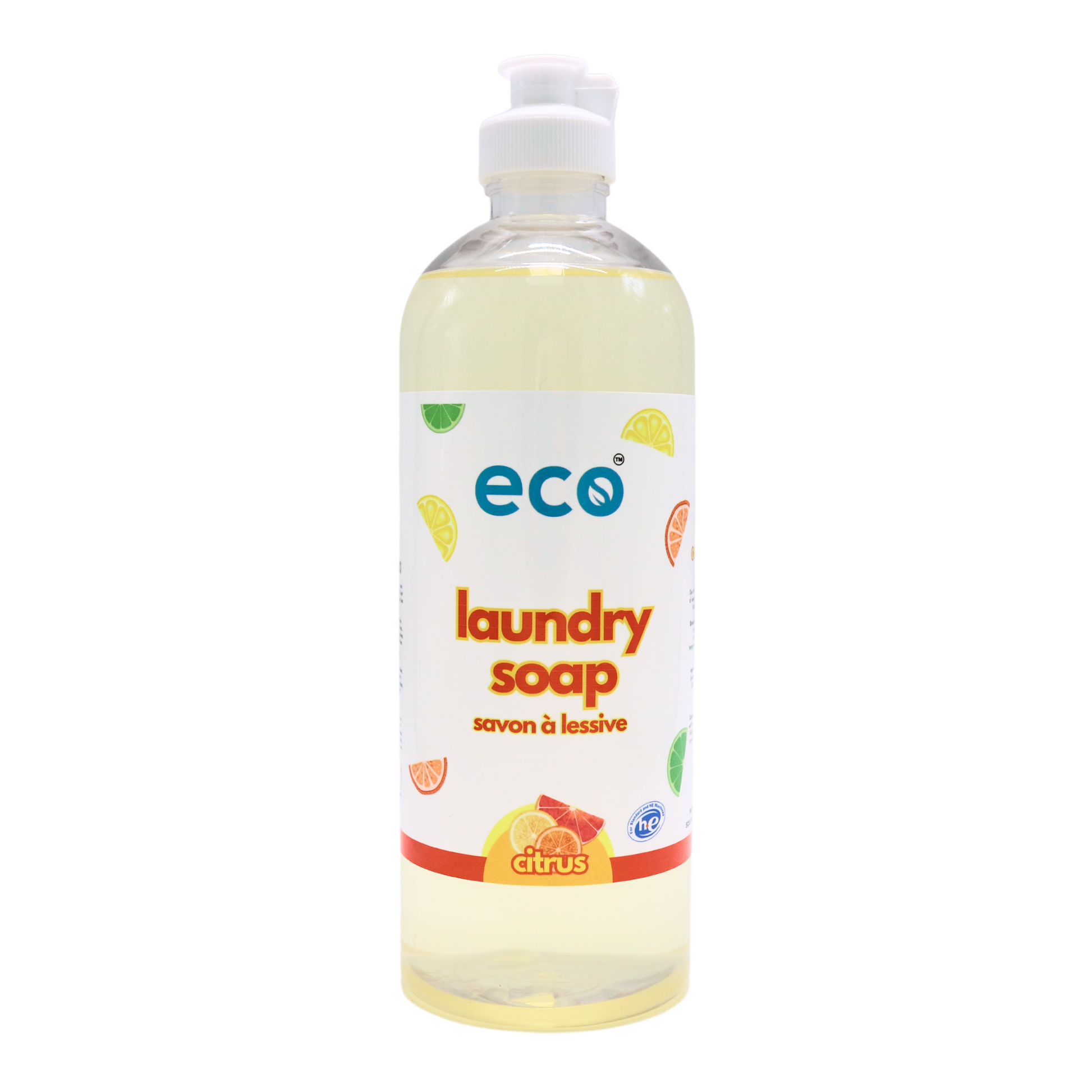 Eco laundry detergent citrus in a 500ml ready-to-use bottle for wholesale, ideal for eco-friendly retailers.