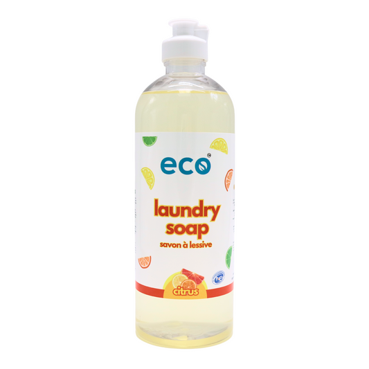 Eco laundry detergent citrus in a 500ml ready-to-use bottle for wholesale, ideal for eco-friendly retailers.