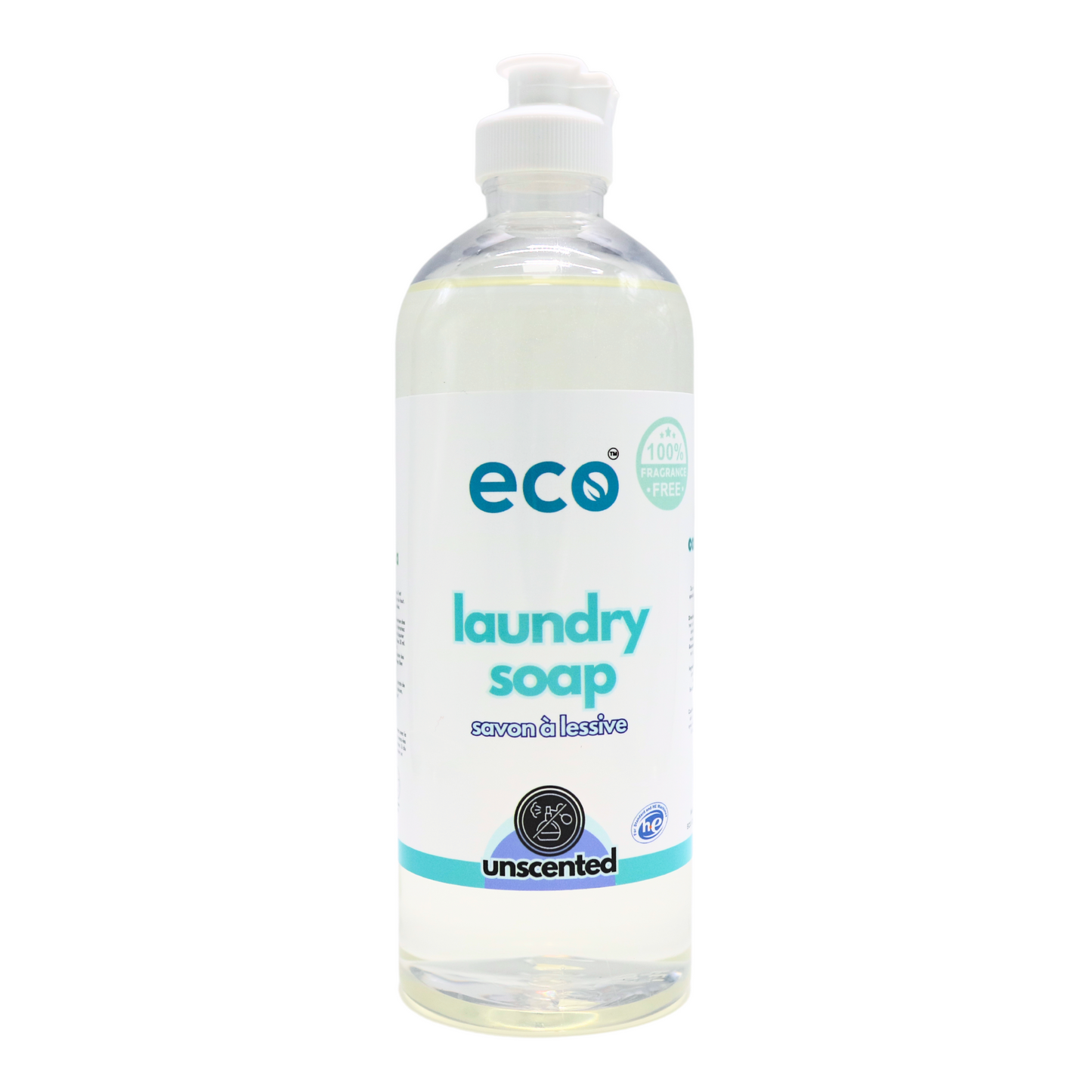 Eco laundry detergent unscented in a 500ml ready-to-use bottle for wholesale, ideal for eco-friendly retailers.