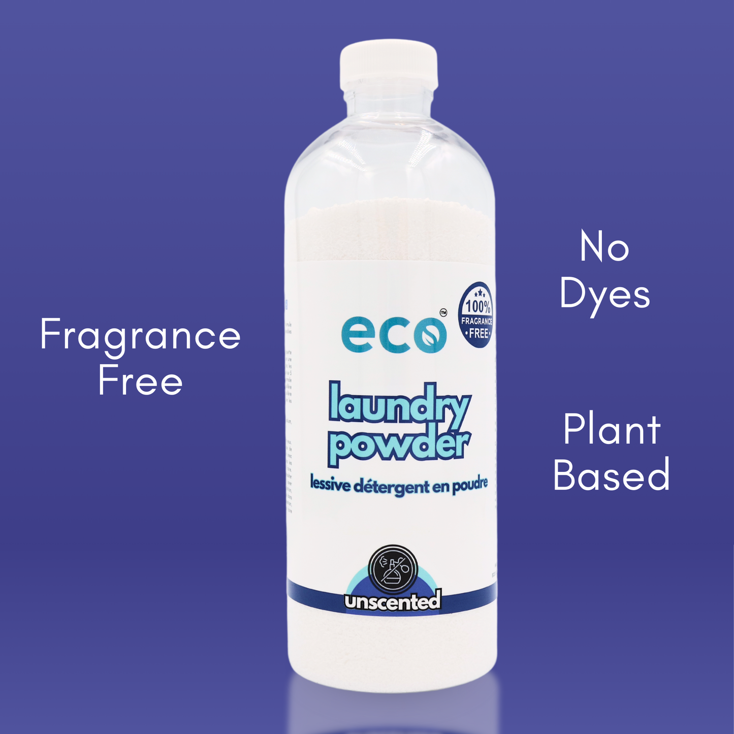 This eco friendly laundry powder detergent in unscented is fragrance-free, has no dyes, and has plant-based ingredients.