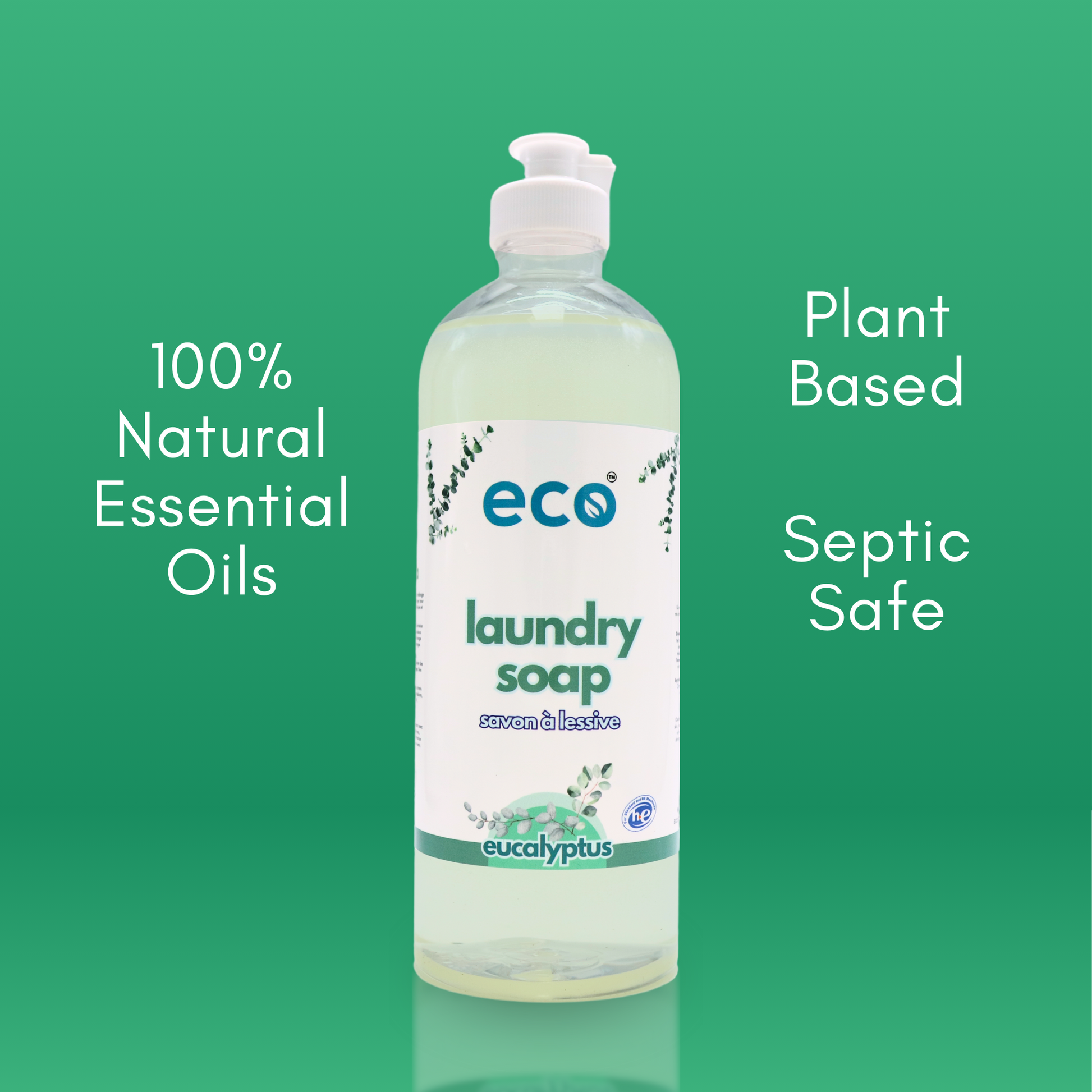 This eco friendly laundry soap in eucalyptus is scented with 100% natural essential oils, is septic safe, and has a plant-based formula.