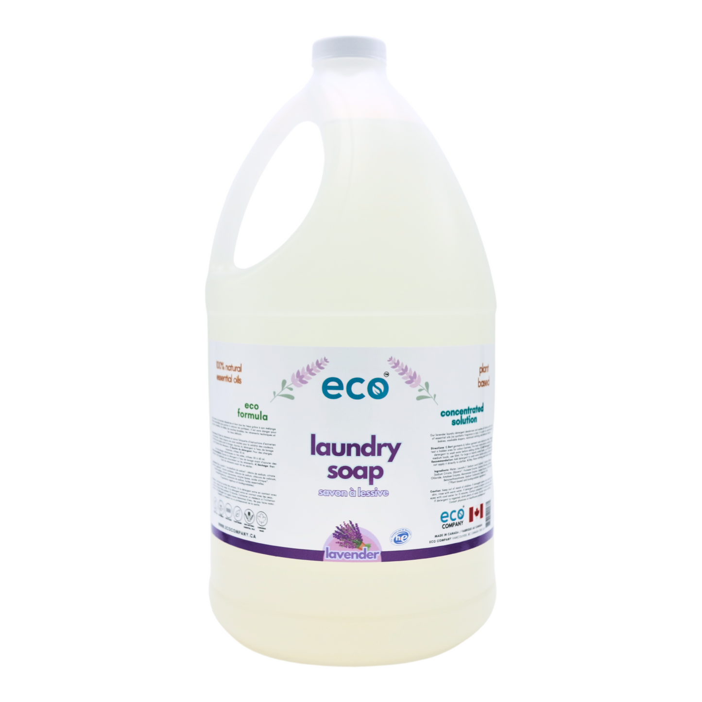 Eco-friendly laundry soap lavender in a 4 liter jug for wholesale, perfect for families to bulk up on laundry soap. 