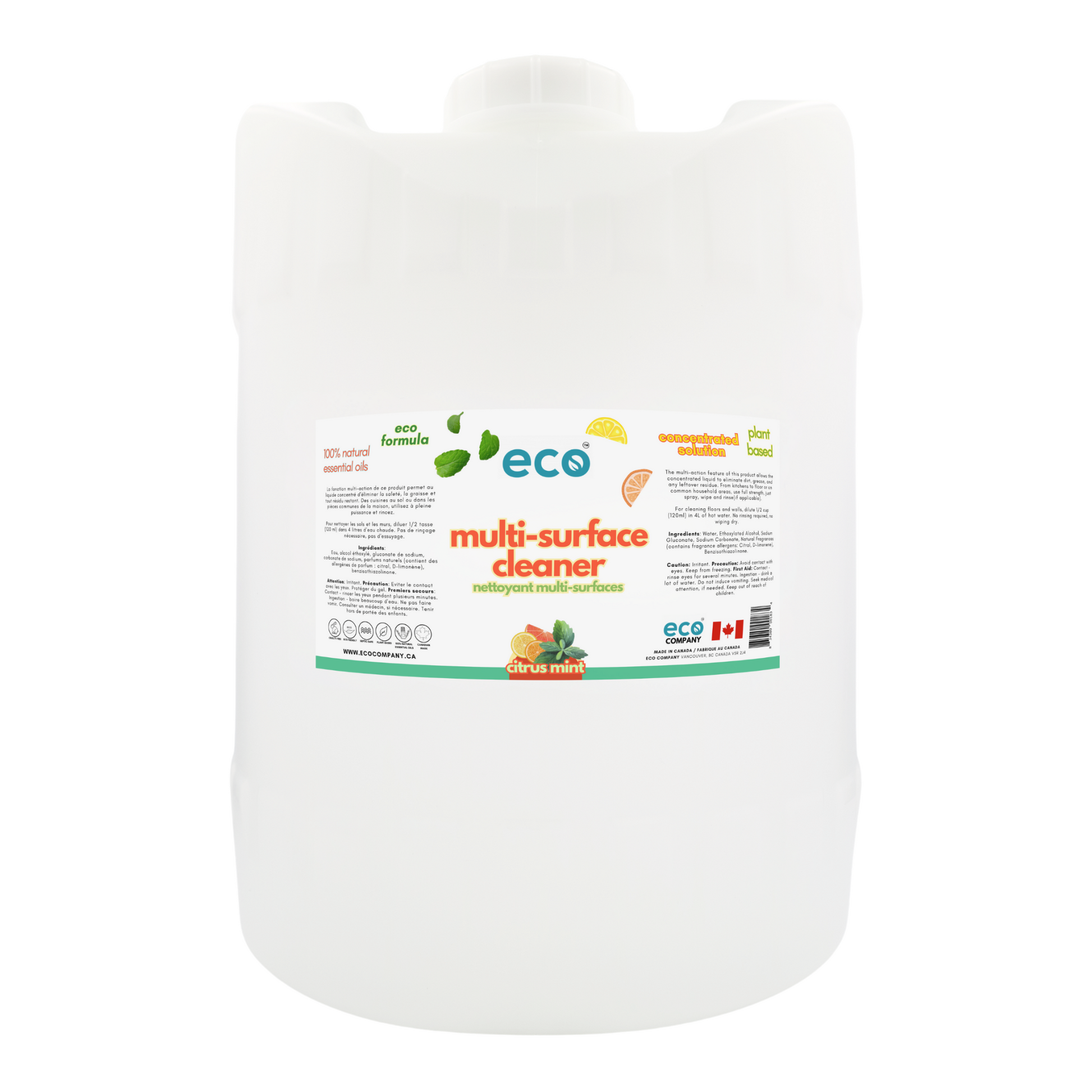 Eco-friendly multi surface cleaner in a 5 gallon carboy for wholesale, ideal for soap refilleries, zero waste shops, and refill shops.