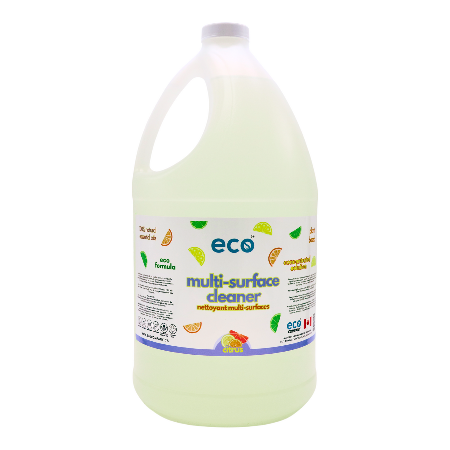 Eco-friendly all-purpose cleaner in a 4 liter jug for wholesale, perfect for customers to bulk up on multi surface cleaner and refill their own bottles. 